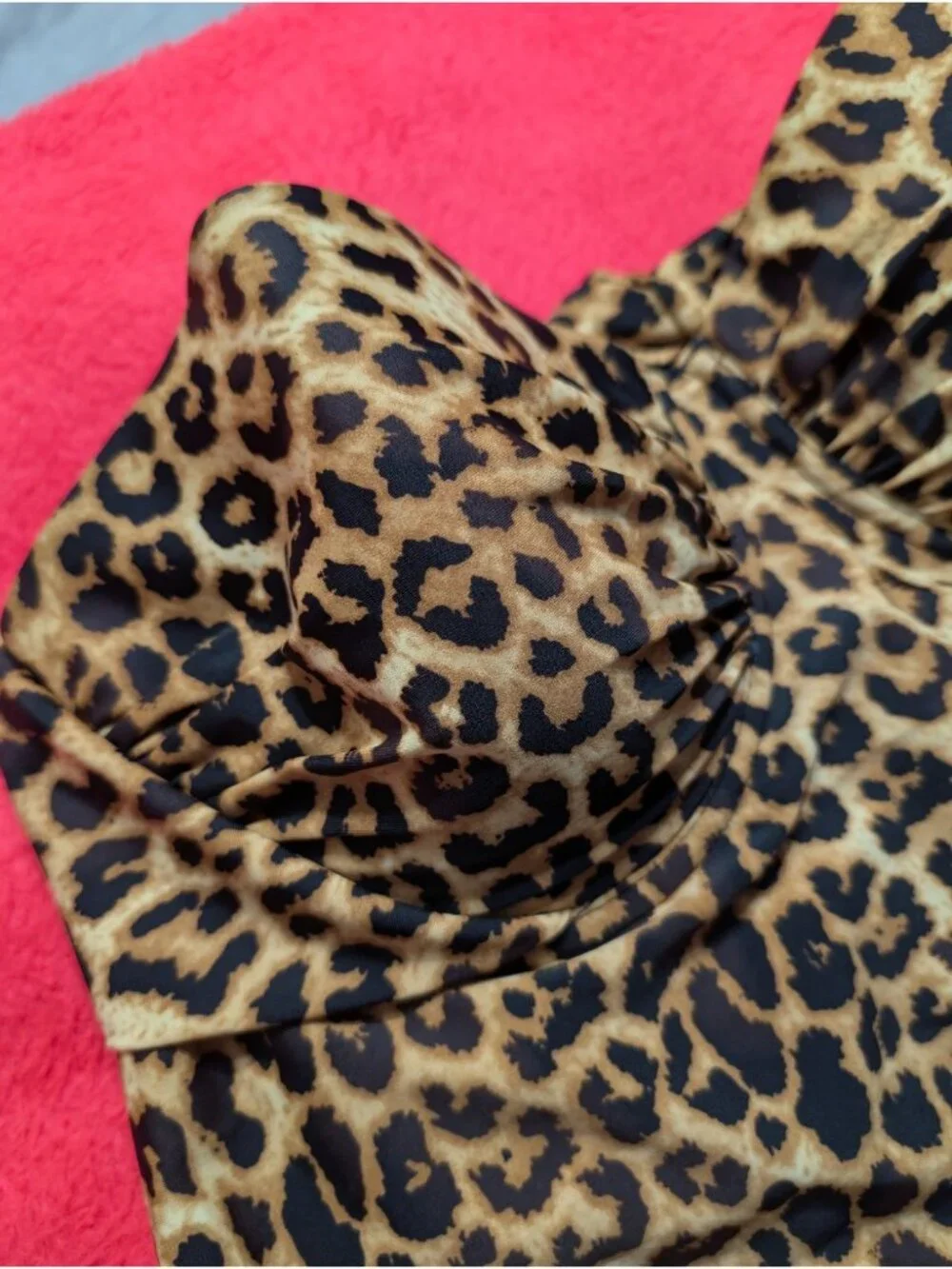 Smart Sexy Swim Tankini Top 38D Leopard Print Underwire Strapless Flounce